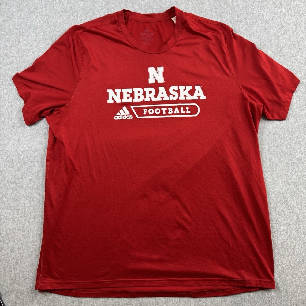 Nebraska Football Mens Red XXL 2XL Adidas T-Shirt AEROREADY Men's